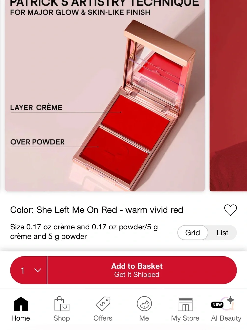 Patrick Ta She Left Me On Red Creme & Powder Cheek Duo - Warm Vivid Red new